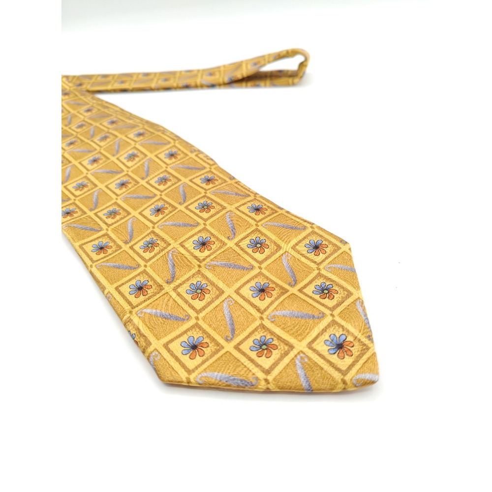 Robert Talbott Best Of Class Silk Tie Mens Gold Geometric USA 58x3.75